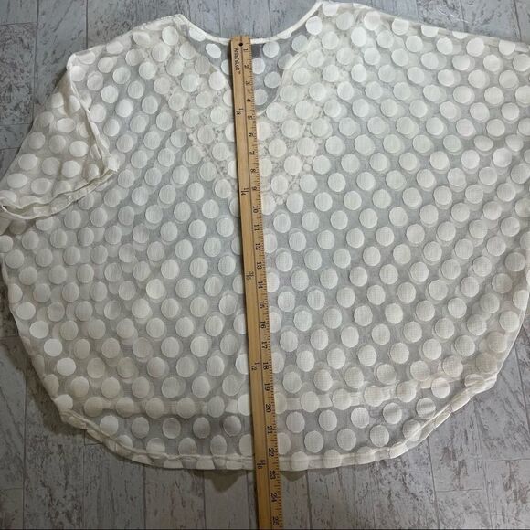 Alfani Off White Sheer Embroidered Neckline Pullover Blouse Top Size PM - Picture 10 of 12